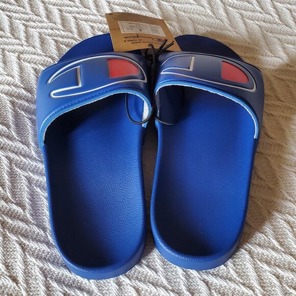 NWT Champion Blue Slides Youth Size 4 - Picture 3 of 4
